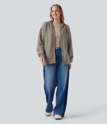 Hooded Open Front Long Sleeve Casual Cardigan