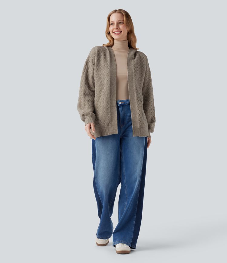 Hooded Open Front Long Sleeve Casual Cardigan