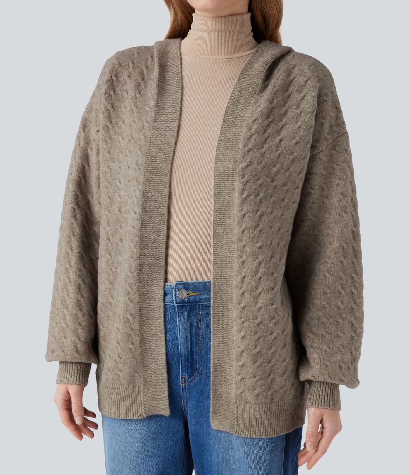 Hooded Open Front Long Sleeve Casual Cardigan