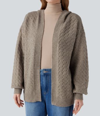 Hooded Open Front Long Sleeve Casual Cardigan