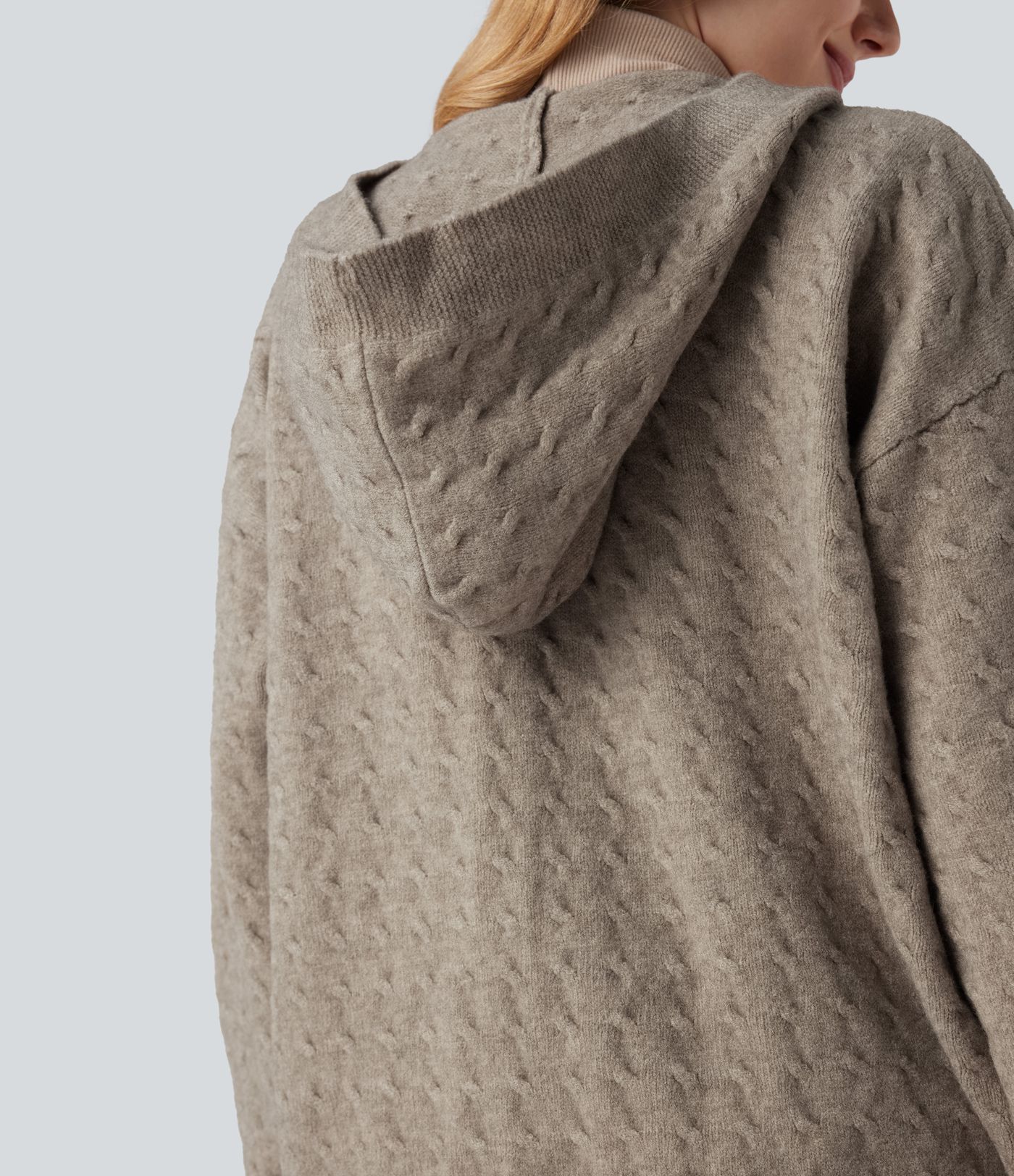 Hooded Open Front Long Sleeve Casual Cardigan