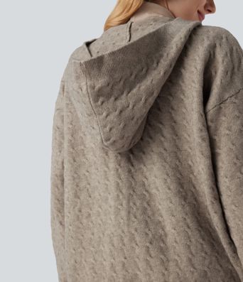 Hooded Open Front Long Sleeve Casual Cardigan
