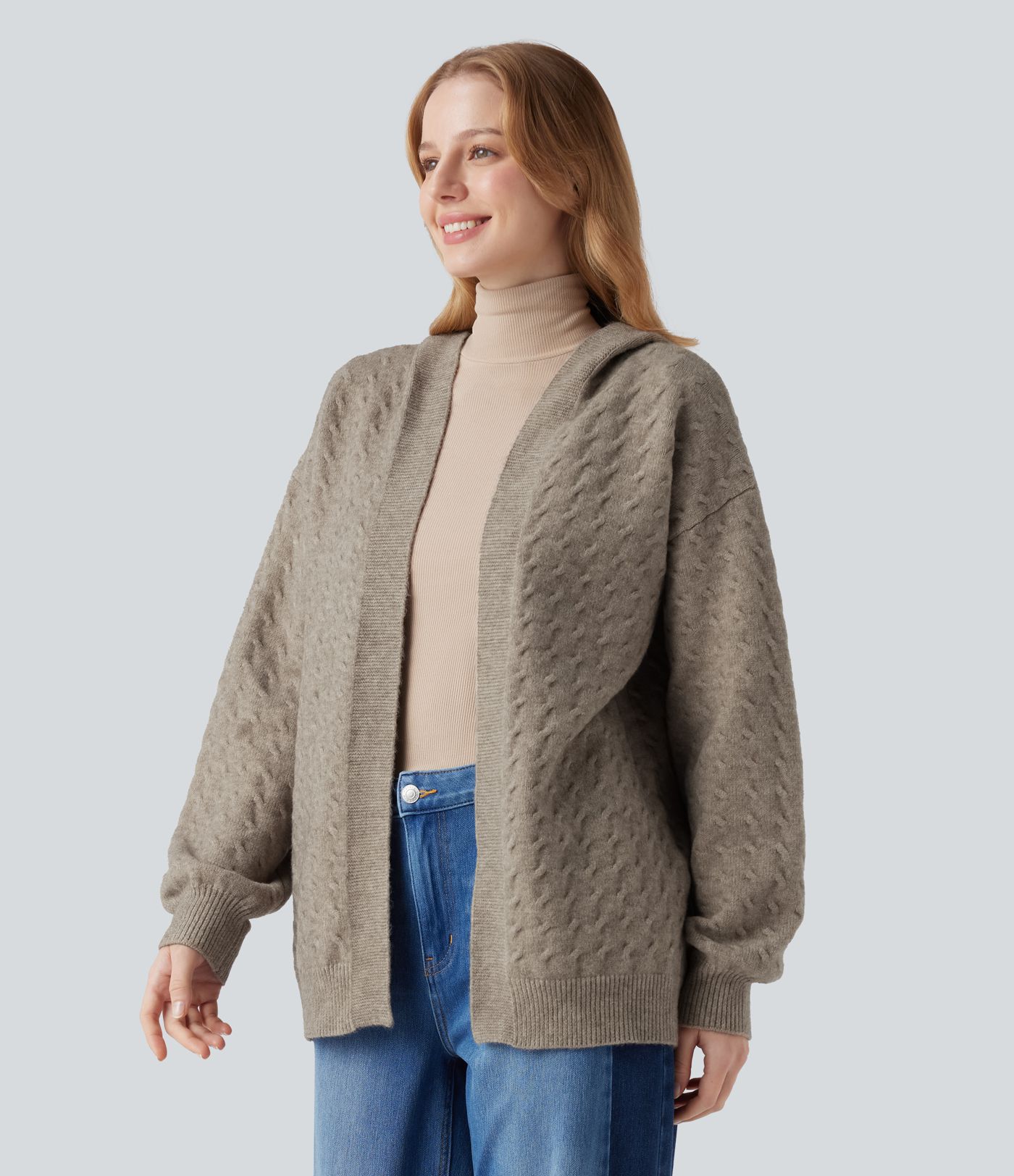 Hooded Open Front Long Sleeve Casual Cardigan