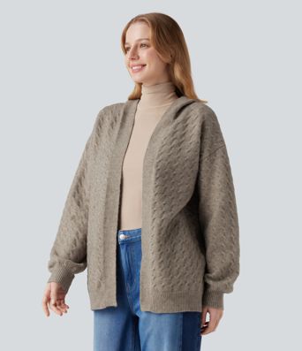 Hooded Open Front Long Sleeve Casual Cardigan