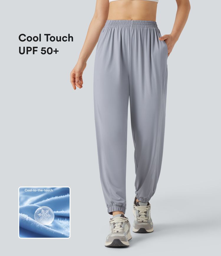 Mid Rise Cool Touch Hiking Joggers with Pockets-UPF50+