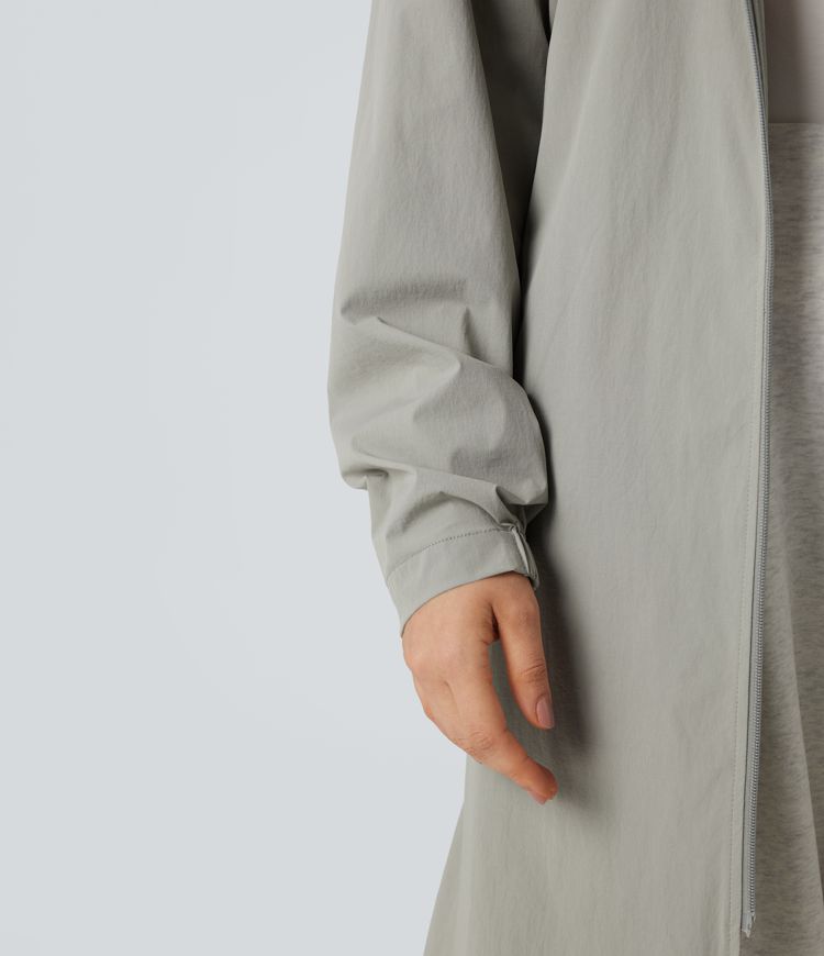 Water Repellent Hooded Belted Casual Trench Jacket with Pockets