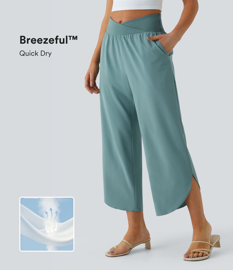 Breezeful™ High Waisted Crossover Pocket Quick Dry Pants