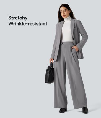 Halara Flex™ - High-waisted work trousers with side pockets and wide leg - wrinkle-free