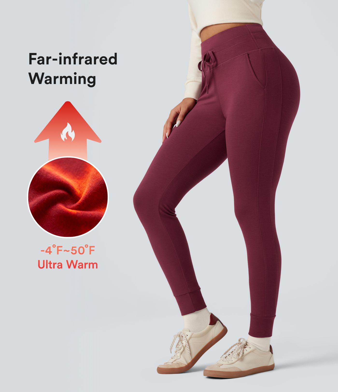 Halara HeatCore High Waisted Drawstring Warming Casual Joggers with Pockets