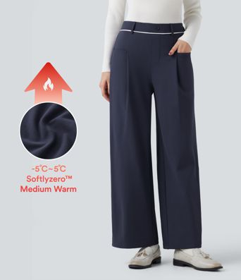 SoftlyZero™ Plush Thermal Mid Rise Straight Leg Work Trousers with Pockets