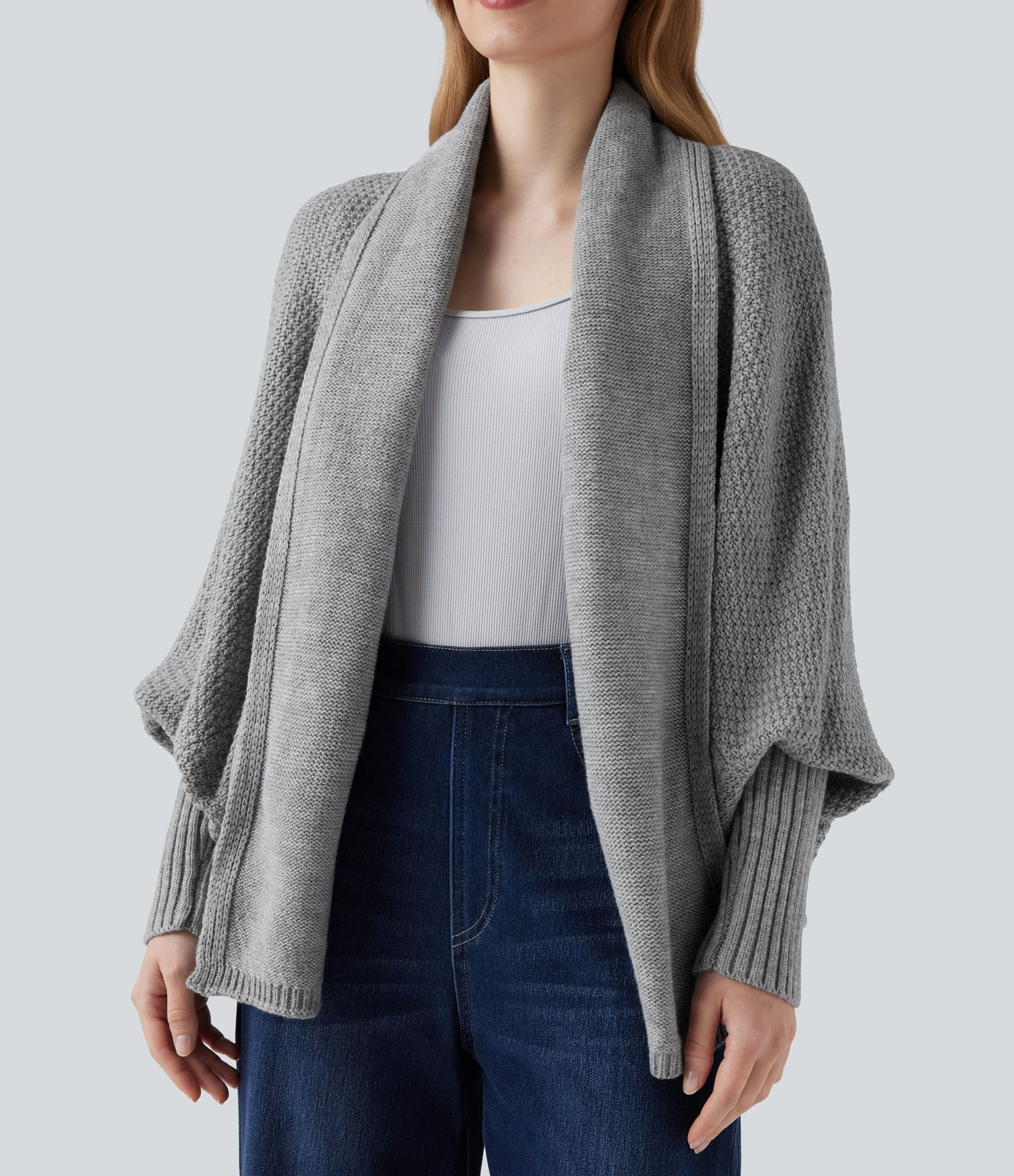 Batwing Sleeve Open Front Casual Cardigan