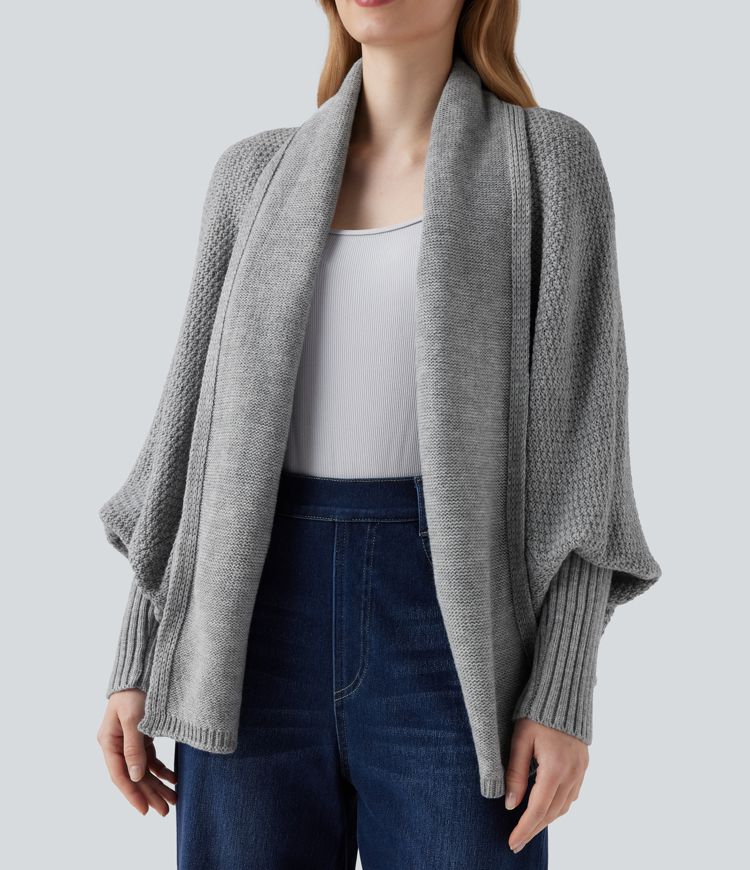 Batwing Sleeve Open Front Casual Cardigan