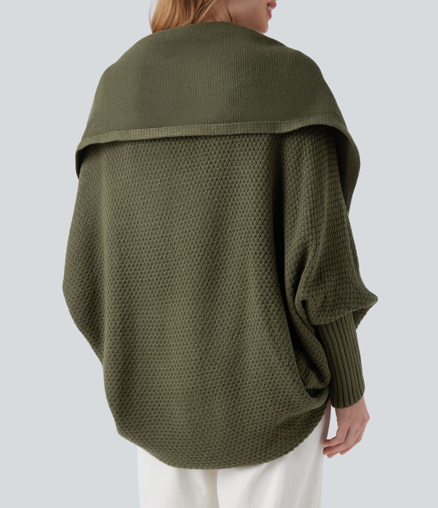 Batwing Sleeve Open Front Casual Cardigan