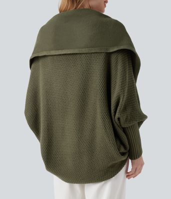 Batwing Sleeve Open Front Casual Cardigan