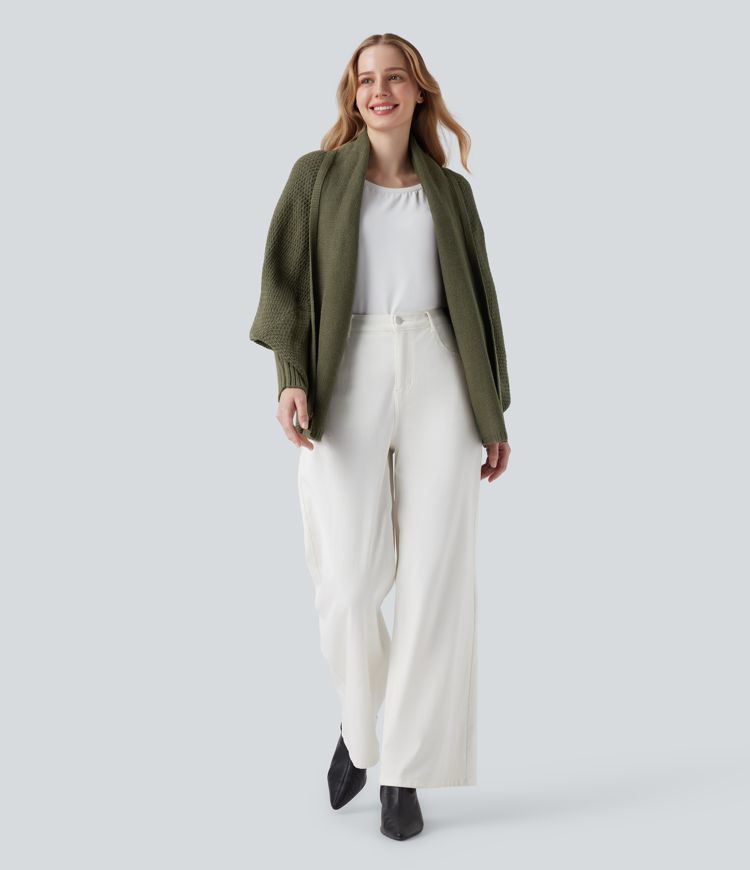 Batwing Sleeve Open Front Casual Cardigan