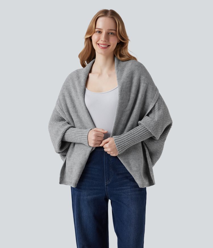 Batwing Sleeve Open Front Casual Cardigan
