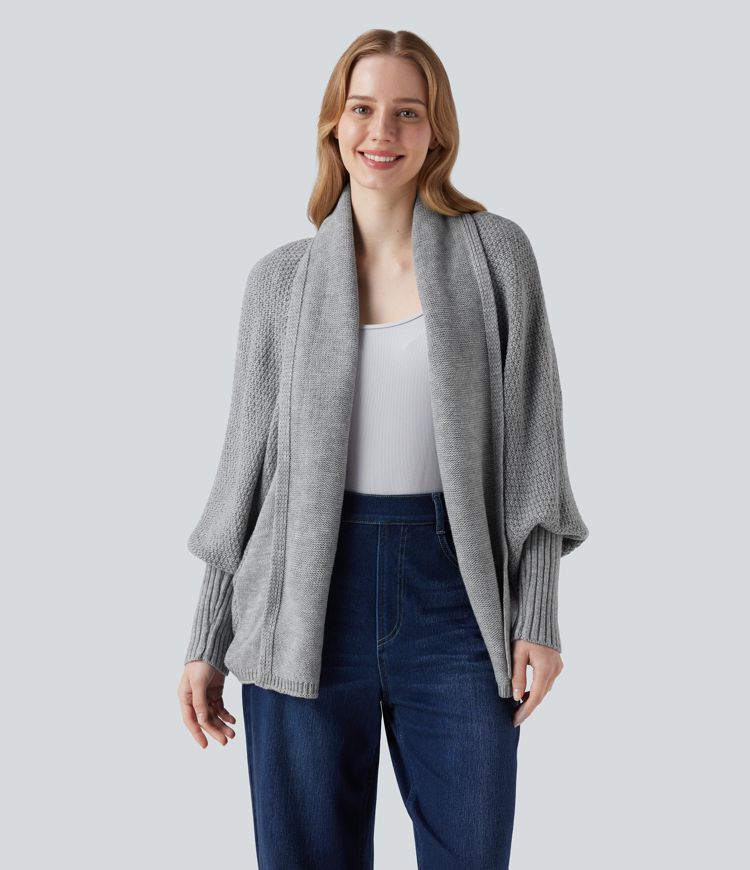 Batwing Sleeve Open Front Casual Cardigan