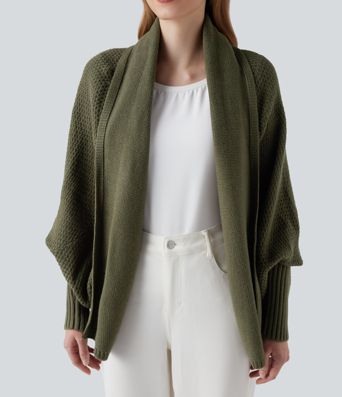 Batwing Sleeve Open Front Casual Cardigan
