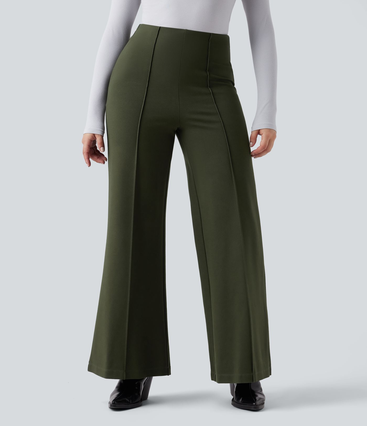 Halara Flex™ ausgestellte Baggy-Ponte-Roma-Hose mit hohem Bund - verschleißfest