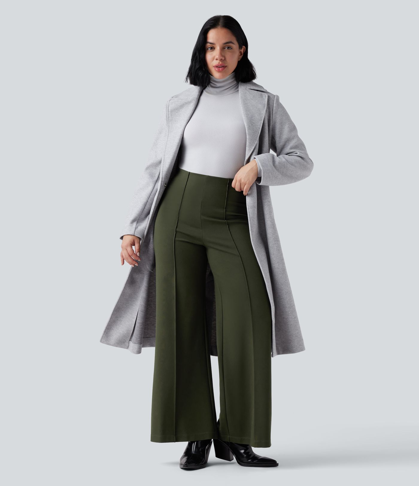 Halara Flex™ ausgestellte Baggy-Ponte-Roma-Hose mit hohem Bund - verschleißfest