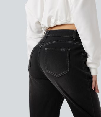 Halara Flex™ High Waisted Rolled Hem Casaul Slim Jeans with Pockets