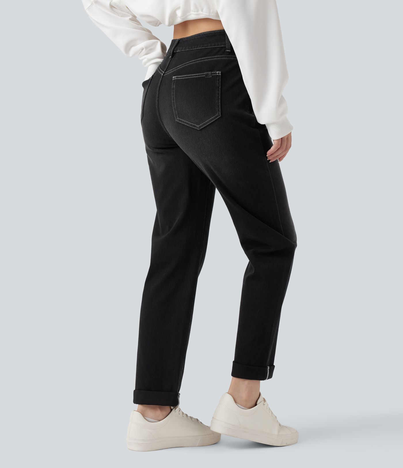 Halara Flex™ High Waisted Rolled Hem Casaul Slim Jeans with Pockets