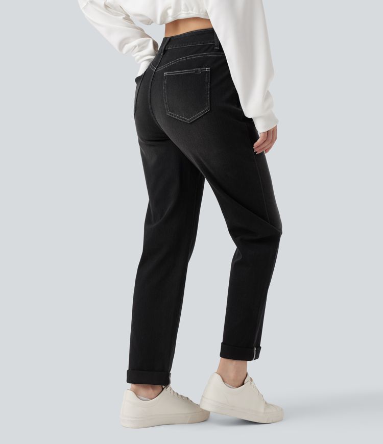 Halara Flex™ High Waisted Rolled Hem Casaul Slim Jeans with Pockets