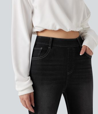 Halara Flex™ High Waisted Rolled Hem Casaul Slim Jeans with Pockets