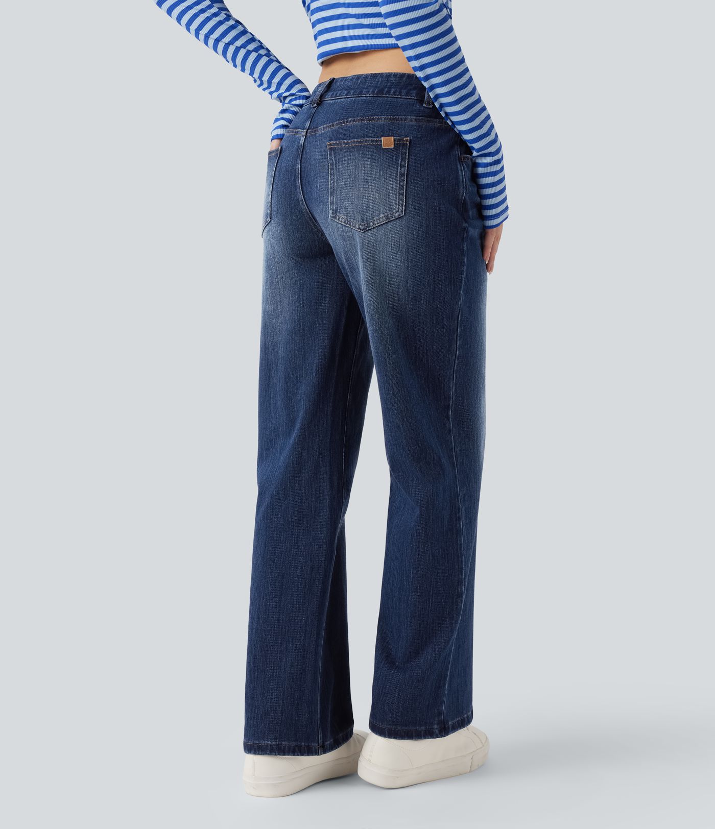 Halara Flex™ Asymmetric Low Rise Straight Leg Casual Jeans with Pockets