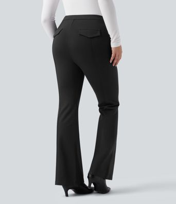 High Waisted Work Flare Pants with Pockets