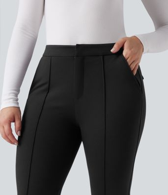 High Waisted Work Flare Pants with Pockets