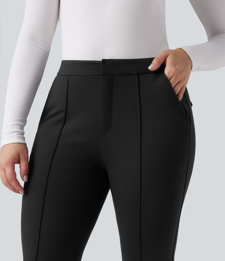 High Waisted Work Flare Pants with Pockets