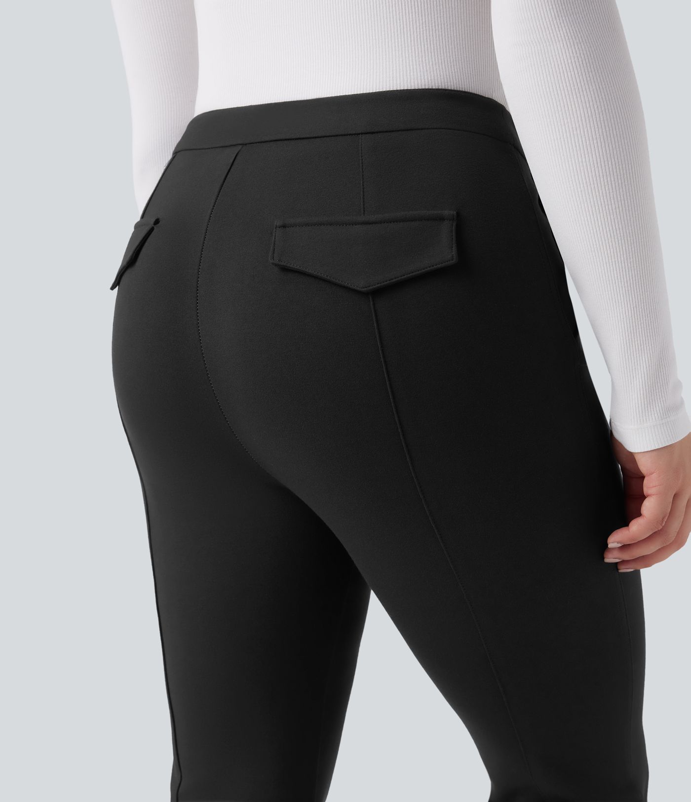 High Waisted Work Flare Pants with Pockets