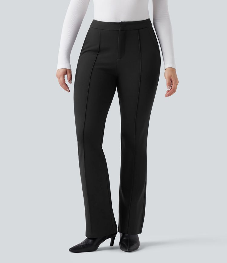 High Waisted Work Flare Pants with Pockets