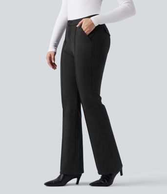 High Waisted Work Flare Pants with Pockets