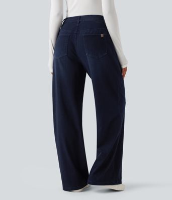 Halara Flex™ - Freizeitjeans mit mittelhohem Bund, mehreren Taschen und weitem Bein