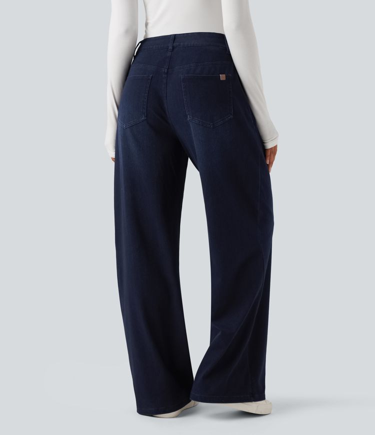 Halara Flex™ - Freizeitjeans mit mittelhohem Bund, mehreren Taschen und weitem Bein