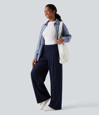 Halara Flex™ - Freizeitjeans mit mittelhohem Bund, mehreren Taschen und weitem Bein