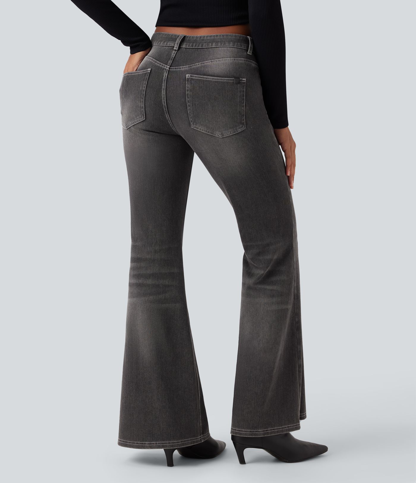 Halara Flex™ Low Rise Flare Washed Casual Jeans with Pockets