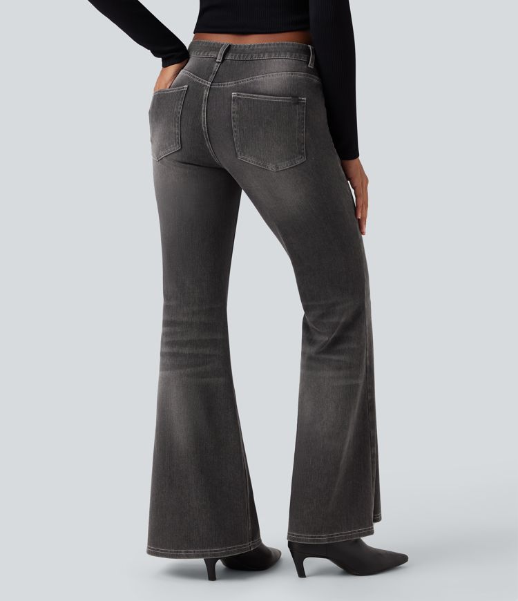 Halara Flex™ Low Rise Flare Washed Casual Jeans with Pockets