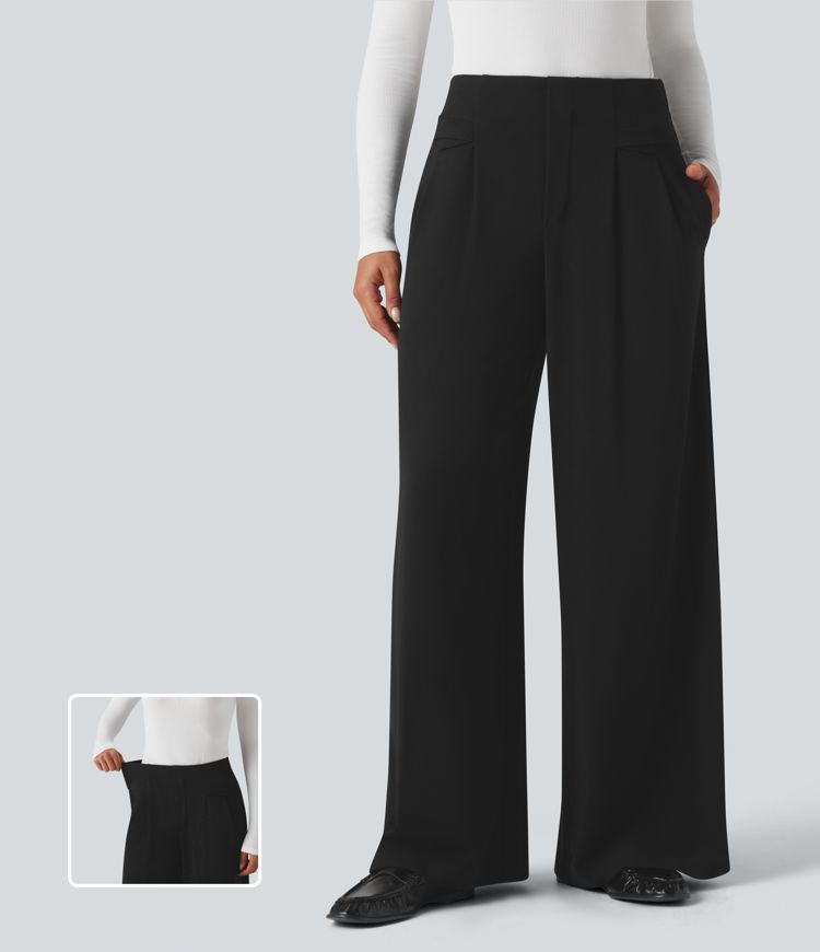 Halara Flex™ High Waisted Waffle Work Baggy Trousers with Pockets