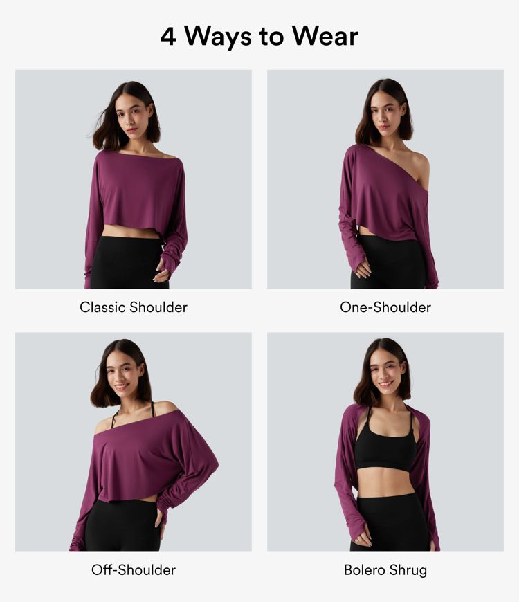 Long Sleeve Thumb Hole Cropped Workout Sports Top