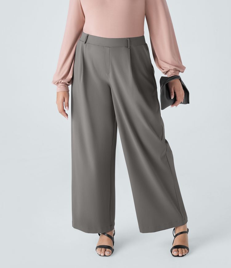 Halara Flex™ High Waisted Pocket Straight Leg Work Plus Size Trousers