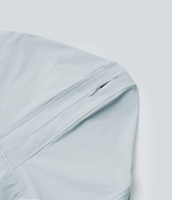 Hooded Long Sleeve Thumb Hole Zipper Hiking Jacket with Pockets-UPF40+