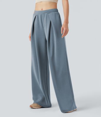 Midja Dragsko Korsad Avslappnad Baggy Byxa med Fickor