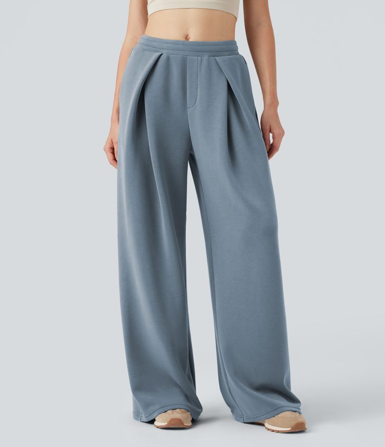 Midja Dragsko Korsad Avslappnad Baggy Byxa med Fickor