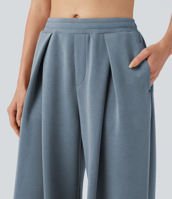 Midja Dragsko Korsad Avslappnad Baggy Byxa med Fickor