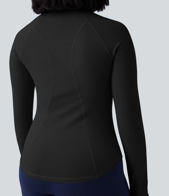 Thermo-Yoga-Sport-Top mit Rundhalsausschnitt, langen Ärmeln und Daumenlöchern Thermo-Yoga-Sport-Top mit Rundhalsausschnitt, langen Ärmeln und Daumenlöchern
