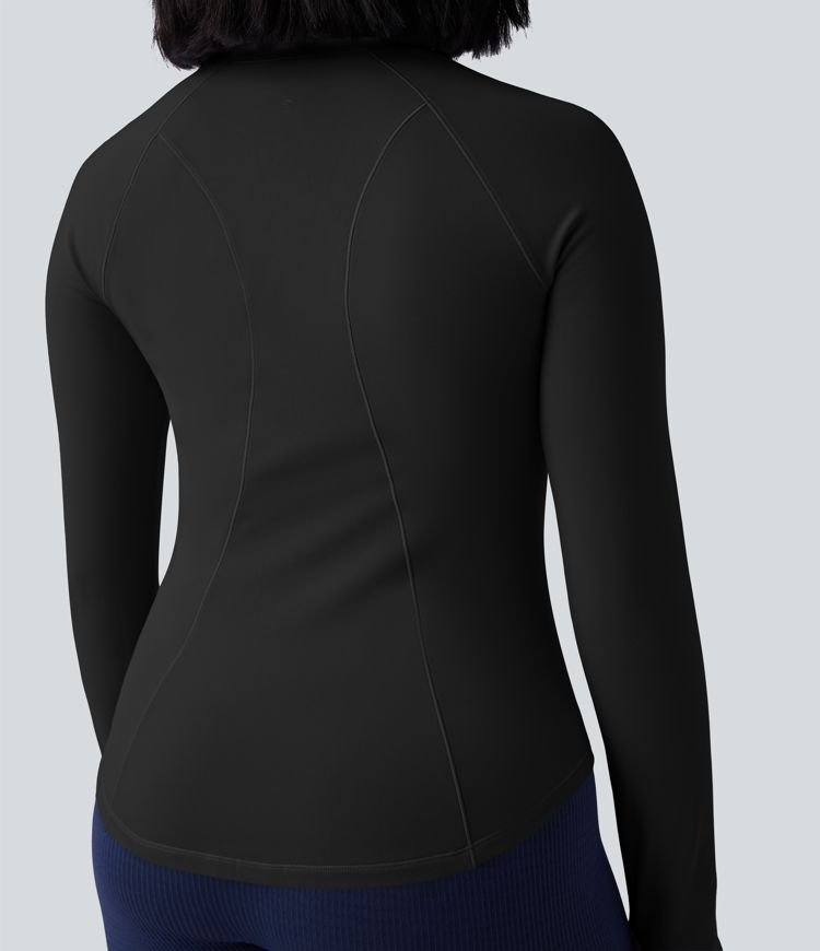 Thermo-Yoga-Sport-Top mit Rundhalsausschnitt, langen Ärmeln und Daumenlöchern Thermo-Yoga-Sport-Top mit Rundhalsausschnitt, langen Ärmeln und Daumenlöchern