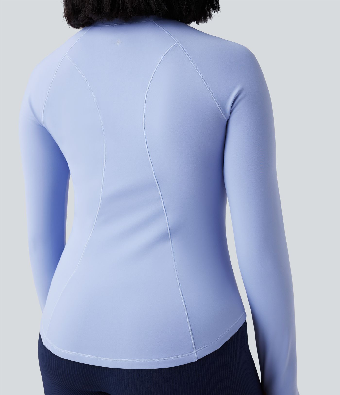 Round Neck Long Sleeve Thumb Hole Thermal Yoga Sports Top